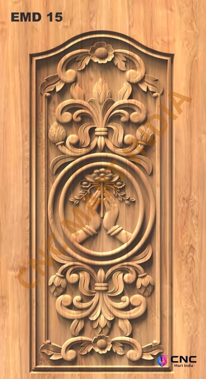 GSK EMBOSSING - EMD-15 Namaste Mudra Divine Spiritual Door 3D Relief Model